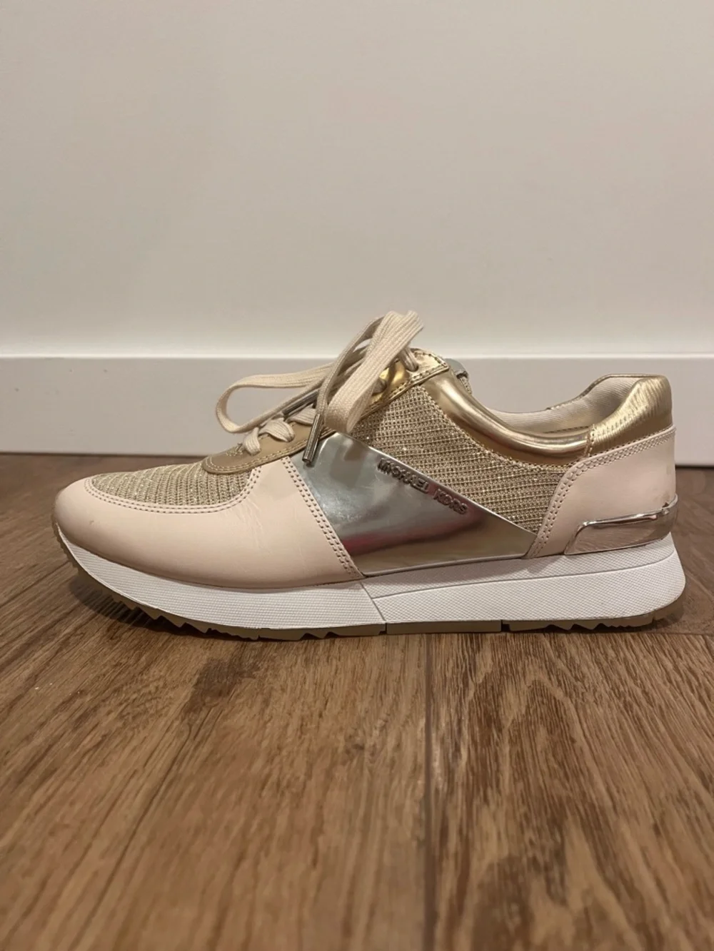 Michael Kors MK Allie Gold Silver Trainer Sneakers